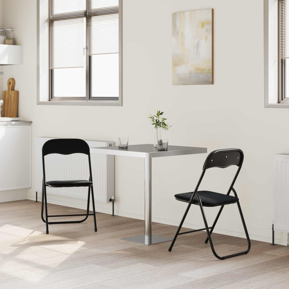 Produktbild för Fällstol 2 pcs Svart 48 x 44 x 78 cm Sammet