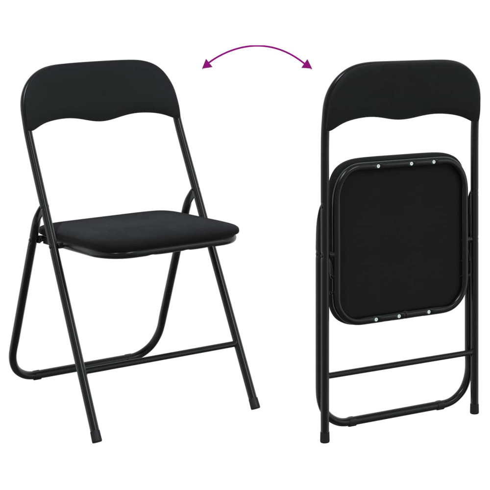 Produktbild för Fällstol 8 pcs Svart 48 x 44 x 78 cm Sammet