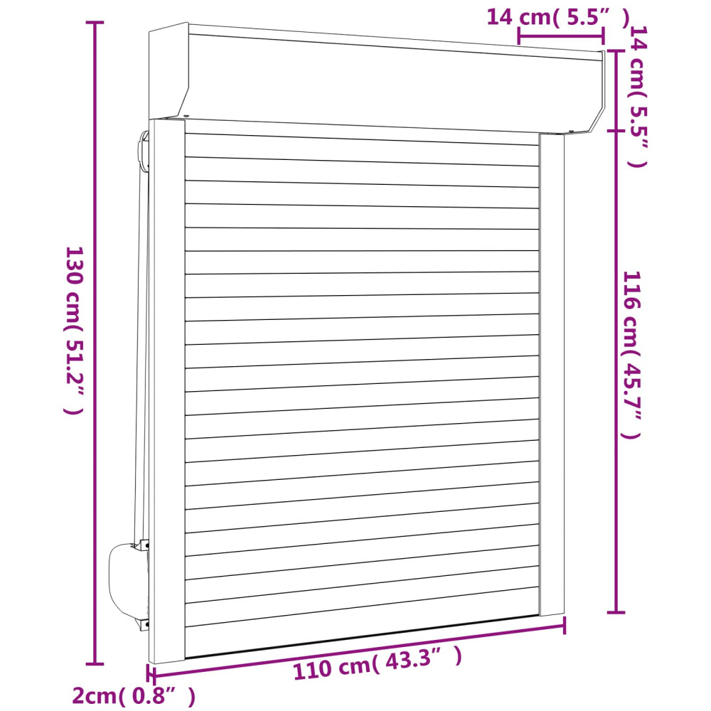 Produktbild för Rulljalusi Vit 110 x 130 cm Aluminium och polyuretan