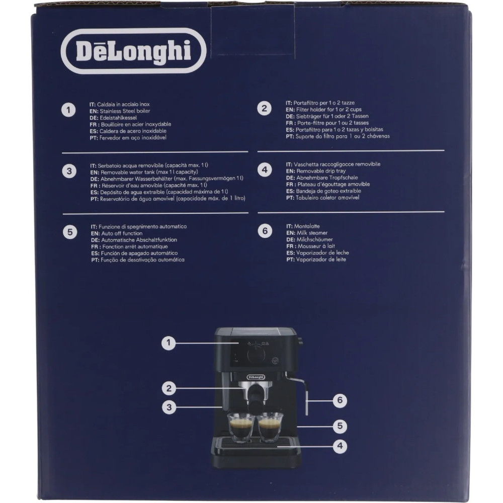 Produktbild för De'Longhi Stilosa EC235.BK - kaffemaskin med mjölkskummare - 15 bar - svart