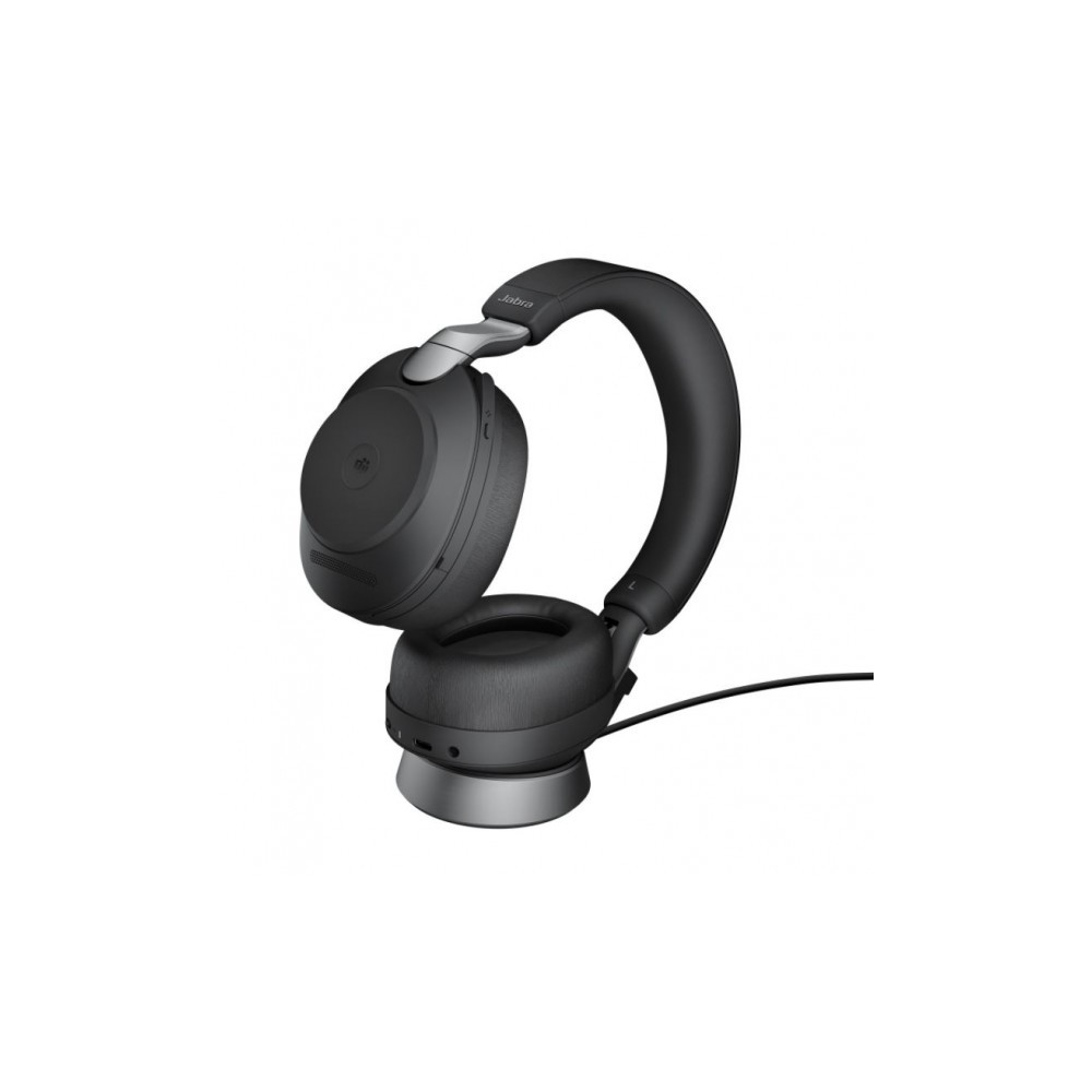 Produktbild för Jabra Evolve3 85 MS - headset - 3,5 mm kontakt, USB-C via Bluetooth-adapter - Microsoft Teams Certified - med trådlös laddningsplatta