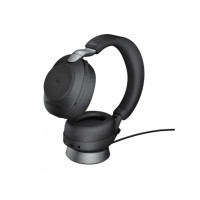 Produktbild för Jabra Evolve3 85 MS - headset - 3,5 mm kontakt, USB-C via Bluetooth-adapter - Microsoft Teams Certified - med trådlös laddningsplatta