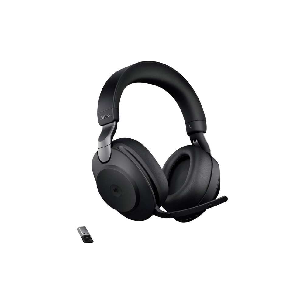 Produktbild för Jabra Evolve3 85 MS - headset - 3,5 mm kontakt, USB-C via Bluetooth-adapter - Microsoft Teams Certified - med trådlös laddningsplatta