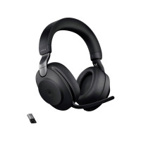Produktbild för Jabra Evolve3 85 MS - headset - 3,5 mm kontakt, USB-C via Bluetooth-adapter - Microsoft Teams Certified - med trådlös laddningsplatta