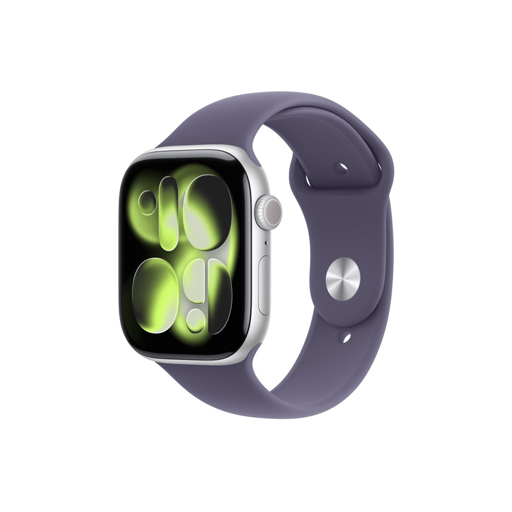 Produktbild för Apple Watch Series 11 (GPS + Cellular) - silveraluminium - smart klocka med sportband - lila dimma - 64 GB