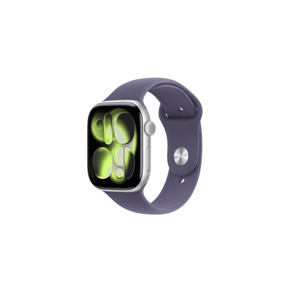 Produktbild för Apple Watch Series 11 (GPS + Cellular) - silveraluminium - smart klocka med sportband - lila dimma - 64 GB