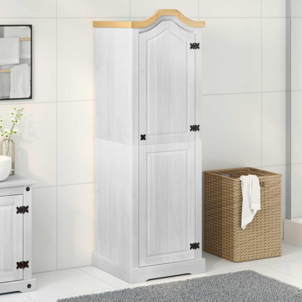 Produktbild för Klädkammare med hylla med dörr Vit 55 x 52 x 170 cm Massiv furu
