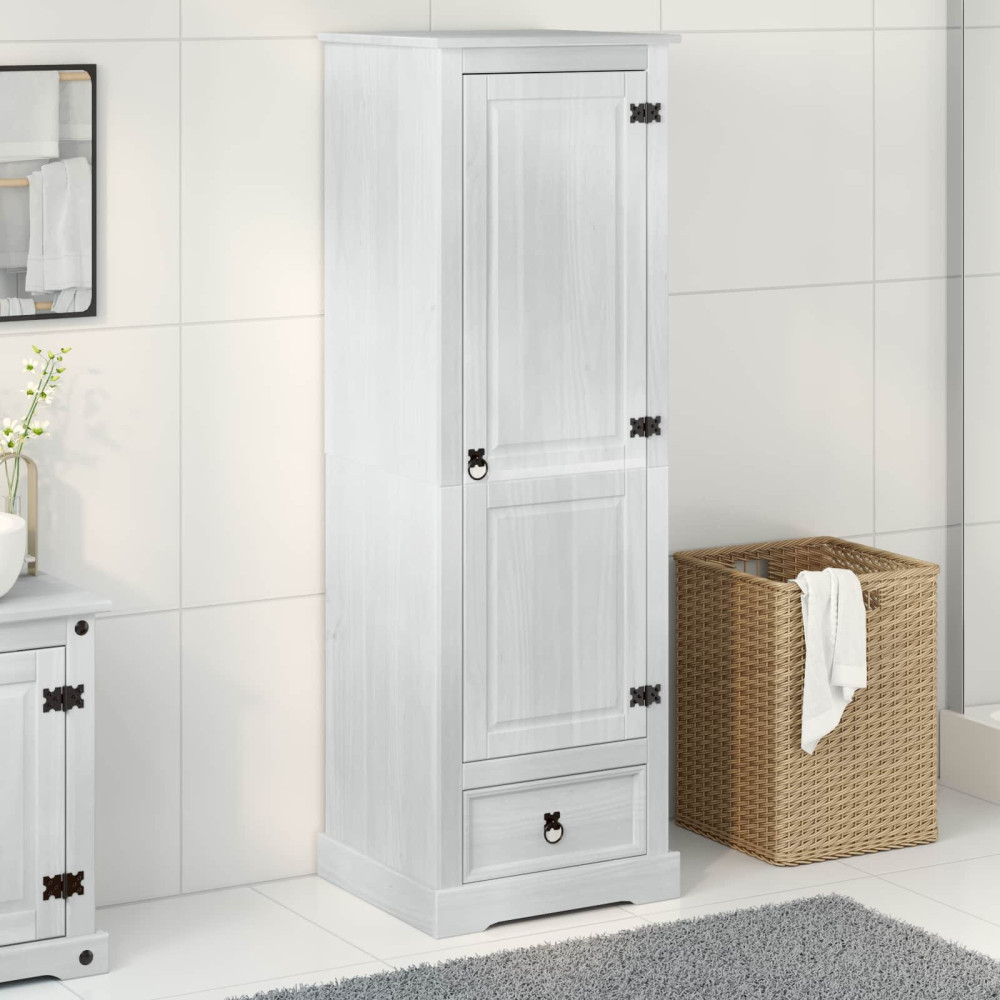 Produktbild för Klädkammare med låda med hylla Vit 55 x 50 x 170 cm Massiv furu
