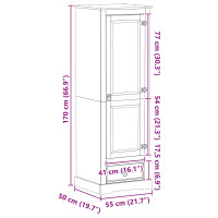 Produktbild för Klädkammare med låda med hylla Vit 55 x 50 x 170 cm Massiv furu