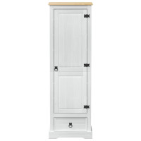 Produktbild för Klädkammare med låda med hylla Vit 55 x 38 x 170 cm Massiv furu
