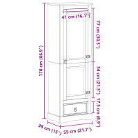 Produktbild för Klädkammare med låda med hylla Vit 55 x 38 x 170 cm Massiv furu