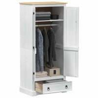 Produktbild för Klädkammare med låda med hylla Vit 76 x 50 x 170 cm Massiv furu