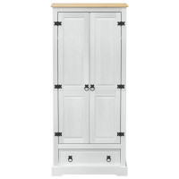 Produktbild för Klädkammare med låda med hylla Vit 76 x 50 x 170 cm Massiv furu
