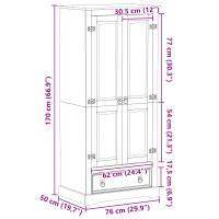 Produktbild för Klädkammare med låda med hylla Vit 76 x 50 x 170 cm Massiv furu