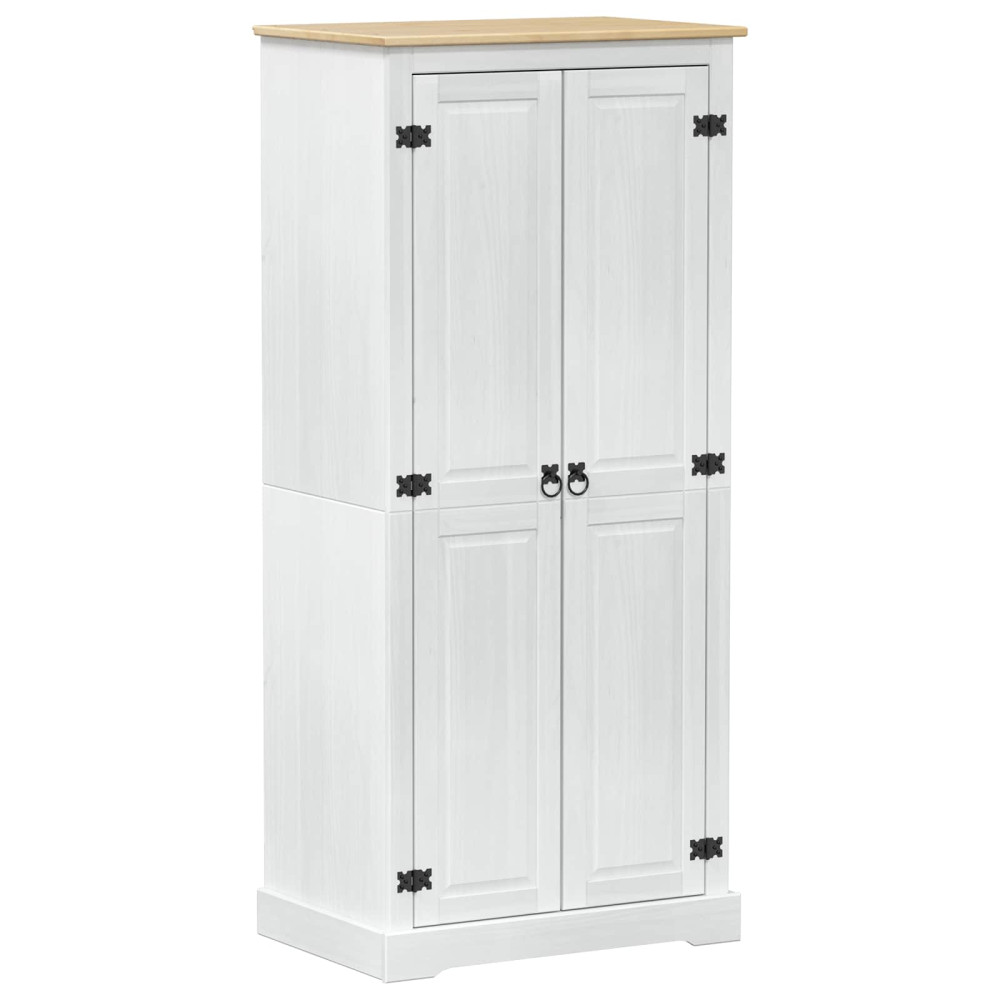 Produktbild för Klädkammare med hylla med dörr Vit 76 x 50 x 170 cm Massiv furu