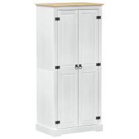 Produktbild för Klädkammare med hylla med dörr Vit 76 x 50 x 170 cm Massiv furu