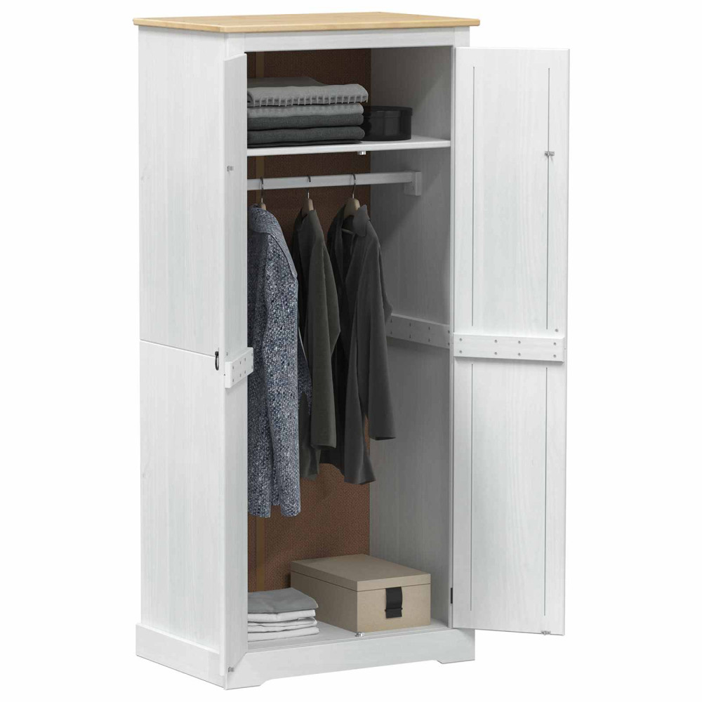 Produktbild för Klädkammare med hylla med dörr Vit 76 x 50 x 170 cm Massiv furu