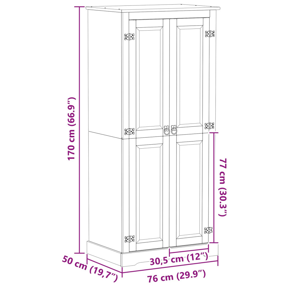Produktbild för Klädkammare med hylla med dörr Vit 76 x 50 x 170 cm Massiv furu