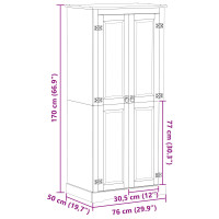 Produktbild för Klädkammare med hylla med dörr Vit 76 x 50 x 170 cm Massiv furu