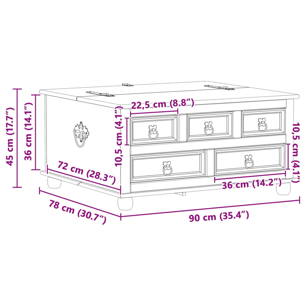 Produktbild för storage box med låda med hylla Vit 90 x78 x 45 cm Massiv furu