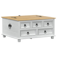 Produktbild för storage box med låda med hylla Vit 90 x78 x 45 cm Massiv furu