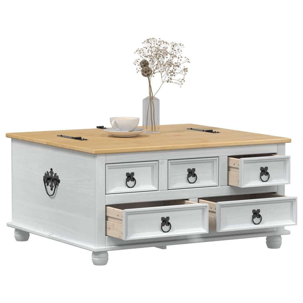 Produktbild för storage box med låda med hylla Vit 90 x78 x 45 cm Massiv furu