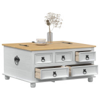 Produktbild för storage box med låda med hylla Vit 90 x78 x 45 cm Massiv furu