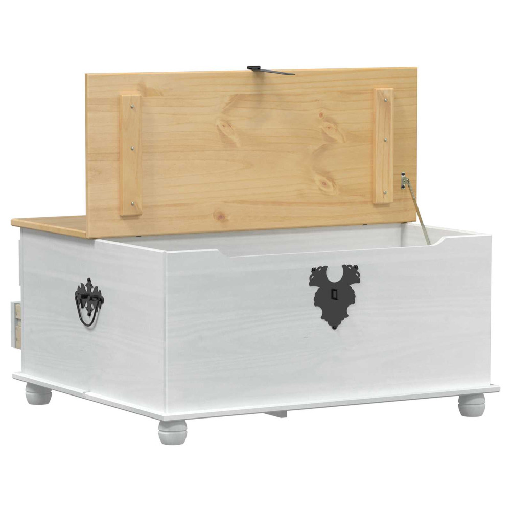 Produktbild för storage box med låda med hylla Vit 90 x78 x 45 cm Massiv furu
