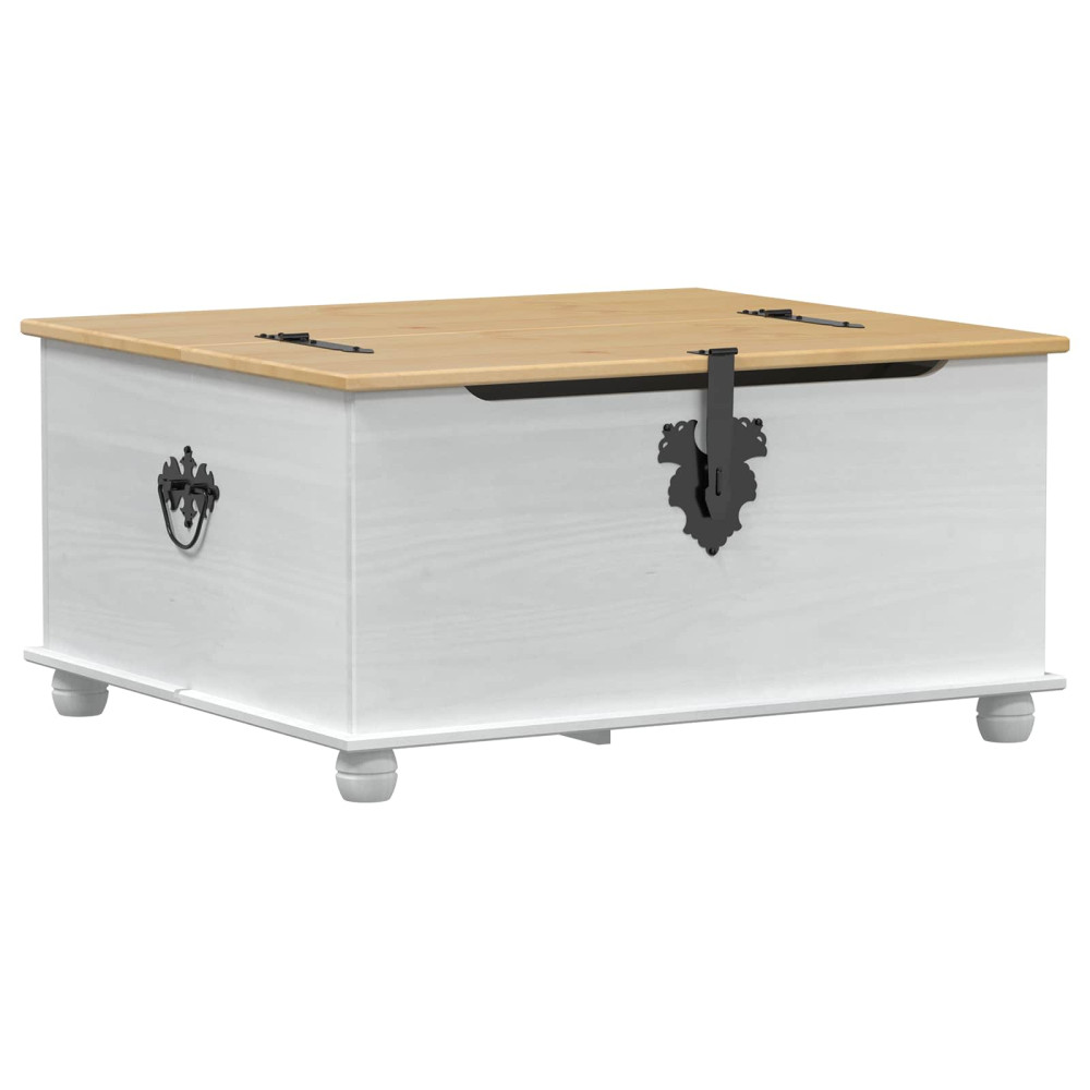 Produktbild för storage box med låda med hylla Vit 90 x78 x 45 cm Massiv furu