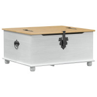Produktbild för storage box med låda med hylla Vit 90 x78 x 45 cm Massiv furu