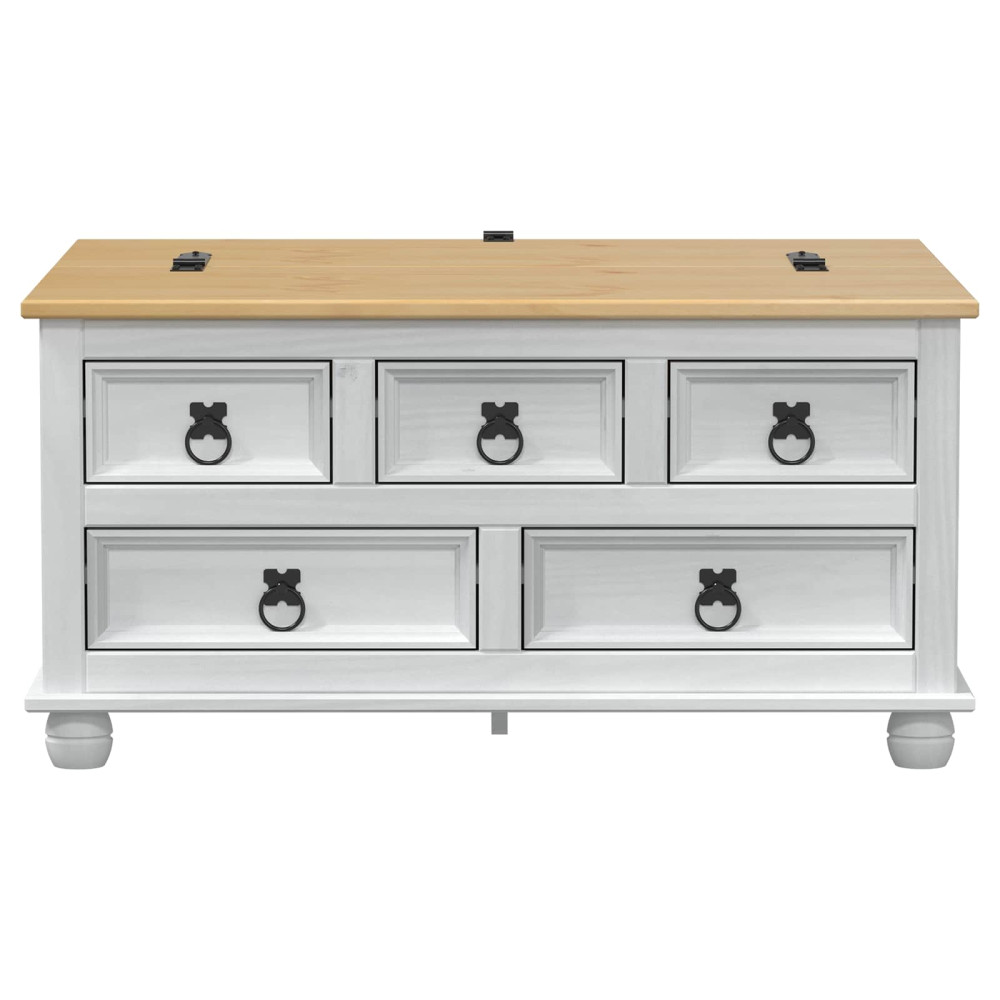Produktbild för storage box med låda med hylla Vit 90 x78 x 45 cm Massiv furu