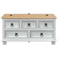 Produktbild för storage box med låda med hylla Vit 90 x78 x 45 cm Massiv furu