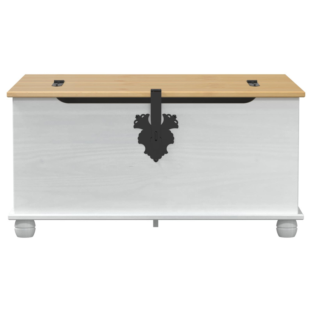 Produktbild för storage box med låda med hylla Vit 90 x78 x 45 cm Massiv furu