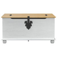 Produktbild för storage box med låda med hylla Vit 90 x78 x 45 cm Massiv furu