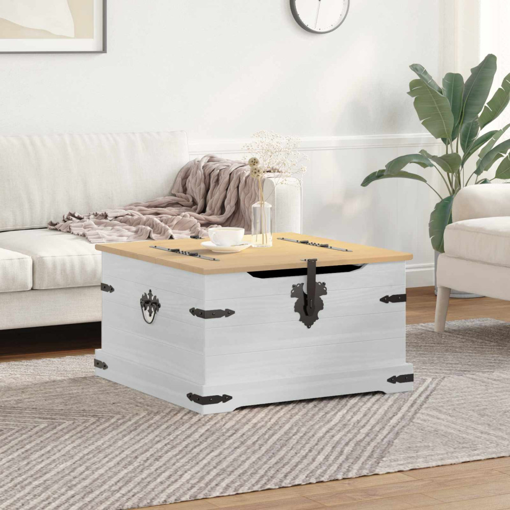 Produktbild för storage box med hylla Vit 78 x 78 x 45 cm Massiv furu
