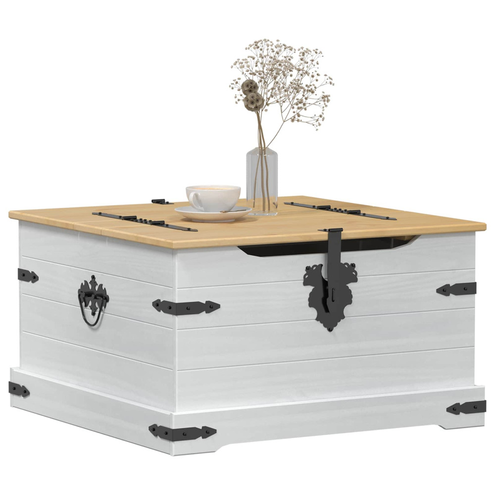 Produktbild för storage box med hylla Vit 78 x 78 x 45 cm Massiv furu