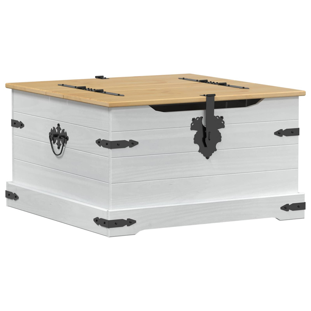 Produktbild för storage box med hylla Vit 78 x 78 x 45 cm Massiv furu