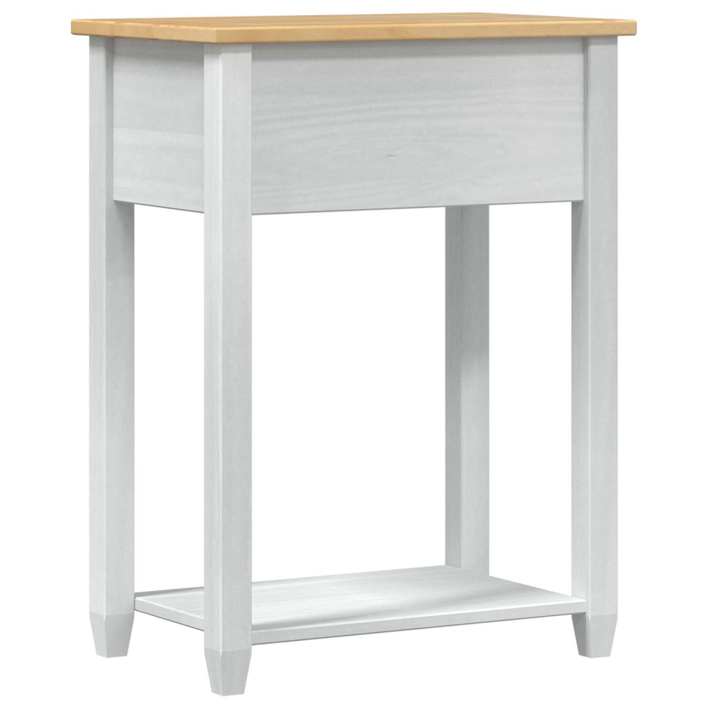 Produktbild för Konsolbord med låda med hylla Vit 55 x 35 x 73 cm Massiv furu