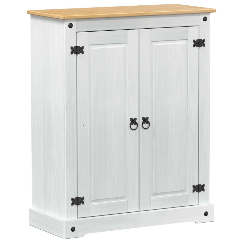 Produktbild för Skoskåp med hylla med dörr Vit 86 x 38,5 x 108 cm Massiv furu
