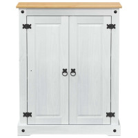 Produktbild för Skoskåp med hylla med dörr Vit 86 x 38,5 x 108 cm Massiv furu