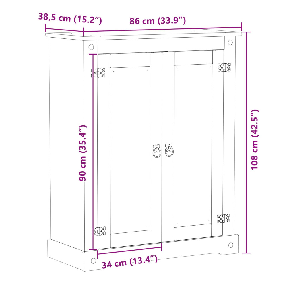 Produktbild för Skoskåp med hylla med dörr Vit 86 x 38,5 x 108 cm Massiv furu