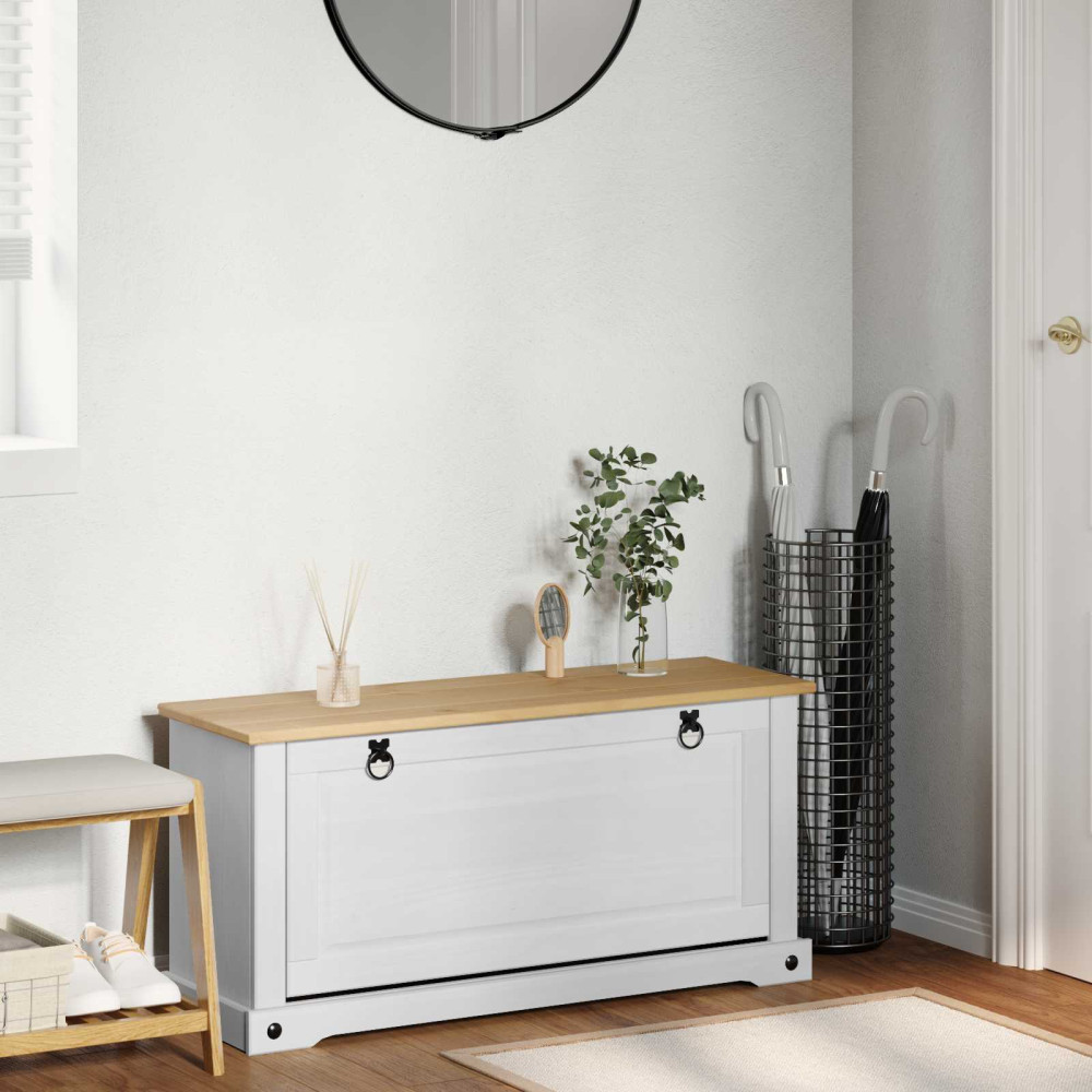 Produktbild för Skoskåp med hylla Corona Vit 99 x 32 x 49 cm Massiv furu