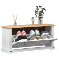 Produktbild för Skoskåp med hylla Corona Vit 99 x 32 x 49 cm Massiv furu