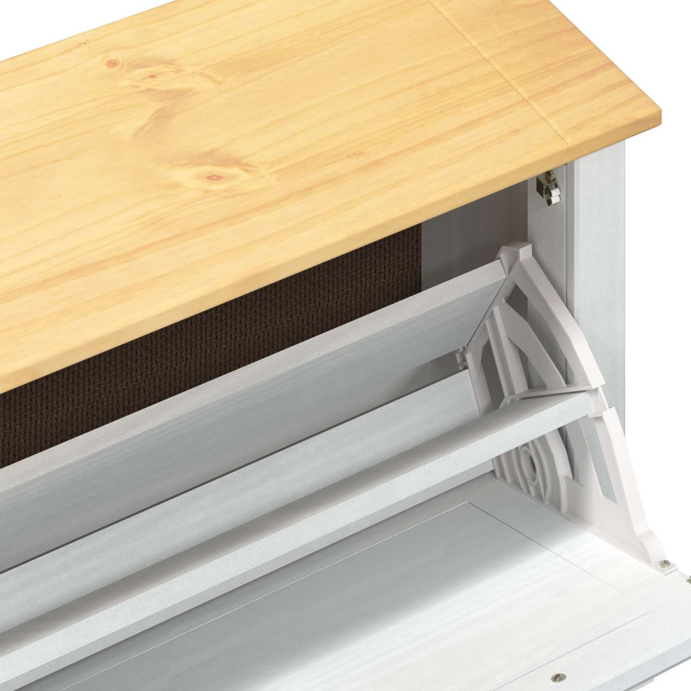 Produktbild för Skoskåp med hylla Corona Vit 99 x 32 x 49 cm Massiv furu
