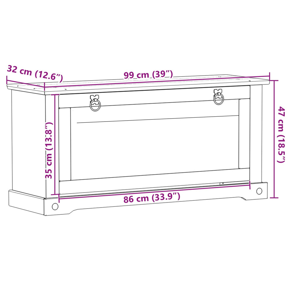 Produktbild för Skoskåp med hylla Corona Vit 99 x 32 x 49 cm Massiv furu