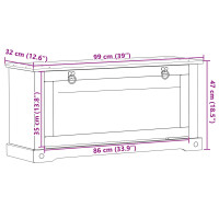 Produktbild för Skoskåp med hylla Corona Vit 99 x 32 x 49 cm Massiv furu
