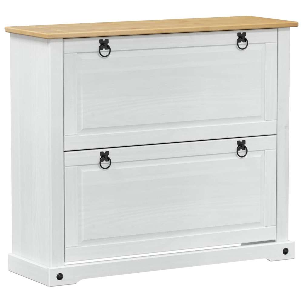 Produktbild för Skoskåp med hylla Corona Vit 99 x 32 x 85 cm Massiv furu