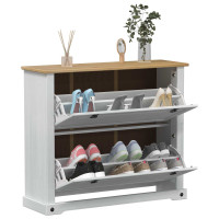 Produktbild för Skoskåp med hylla Corona Vit 99 x 32 x 85 cm Massiv furu