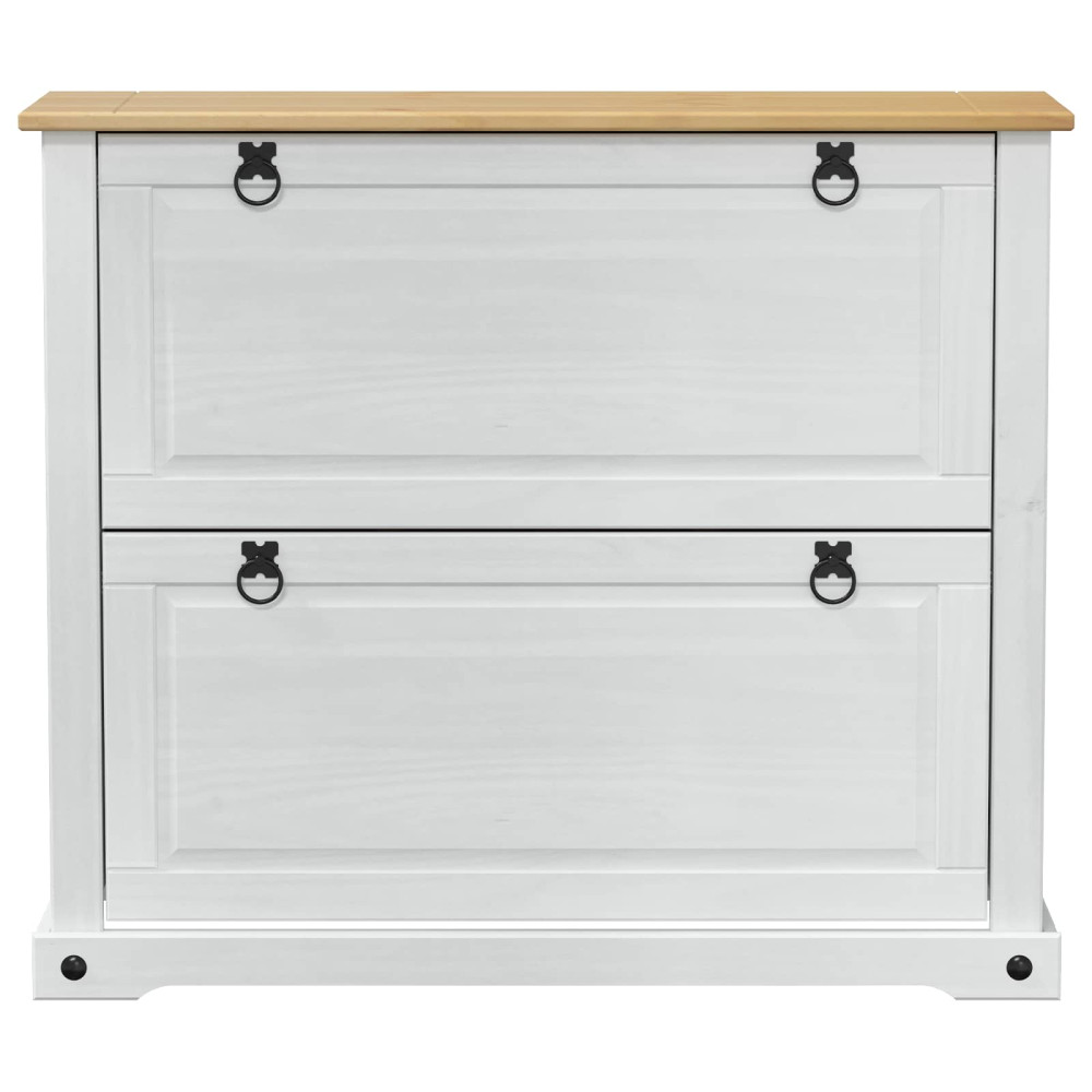 Produktbild för Skoskåp med hylla Corona Vit 99 x 32 x 85 cm Massiv furu