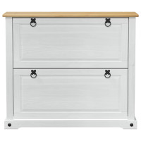 Produktbild för Skoskåp med hylla Corona Vit 99 x 32 x 85 cm Massiv furu
